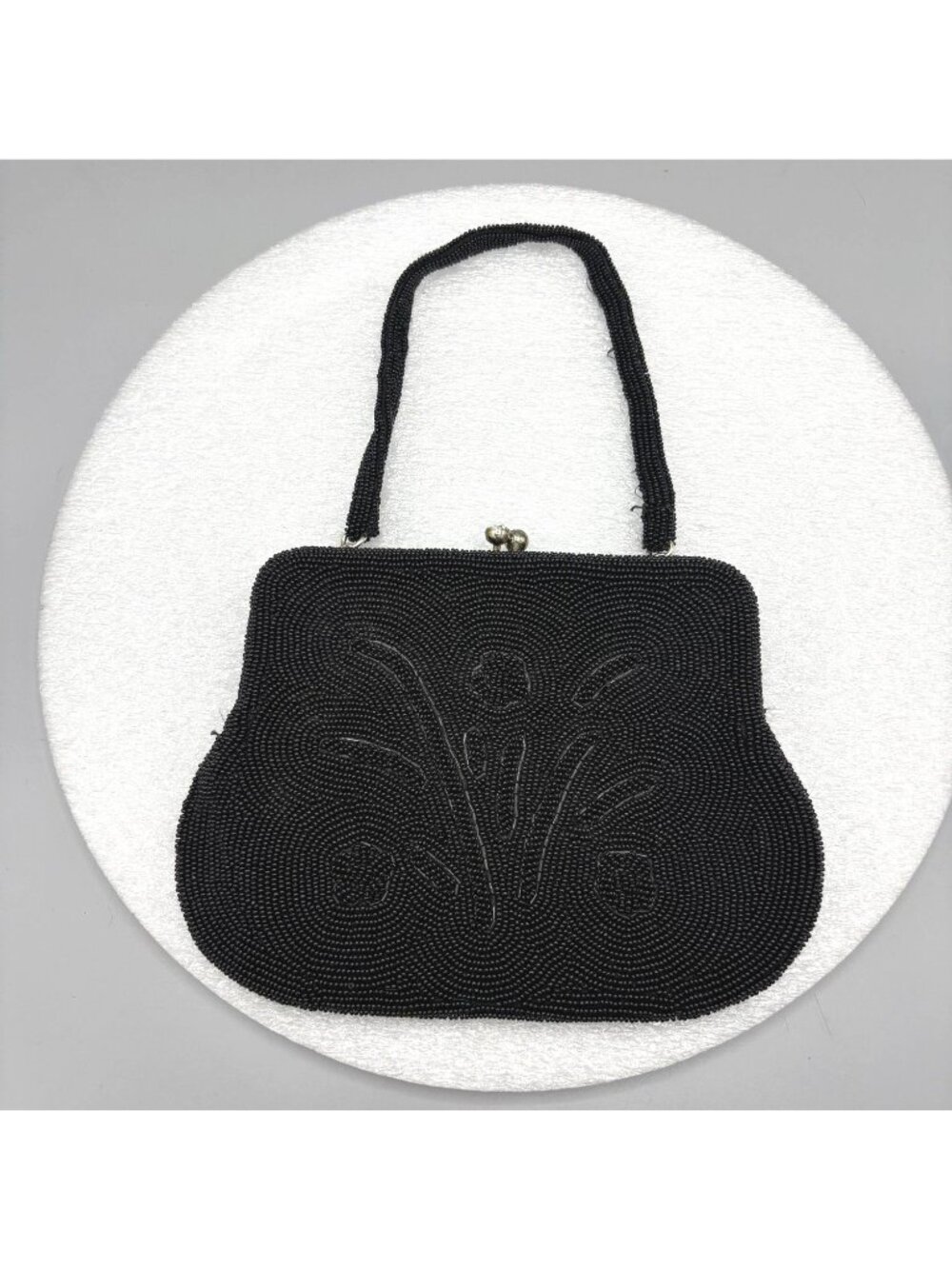 Vintage Black Beaded Evening Bag Made in Japan